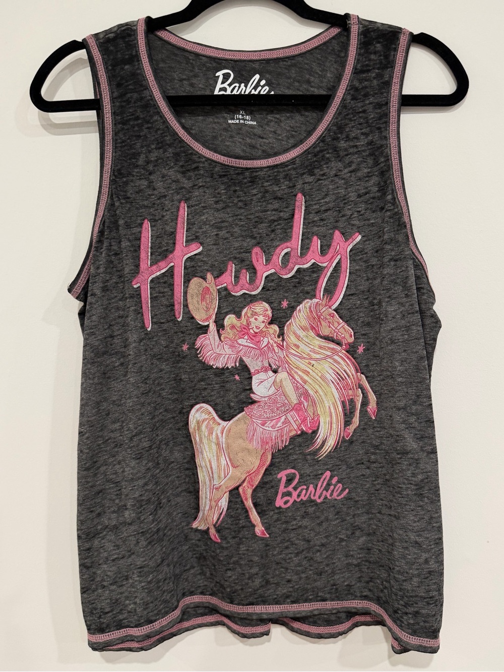 Barbie Howdy Cowgirl Western Graphic Tank Top XL 16-18